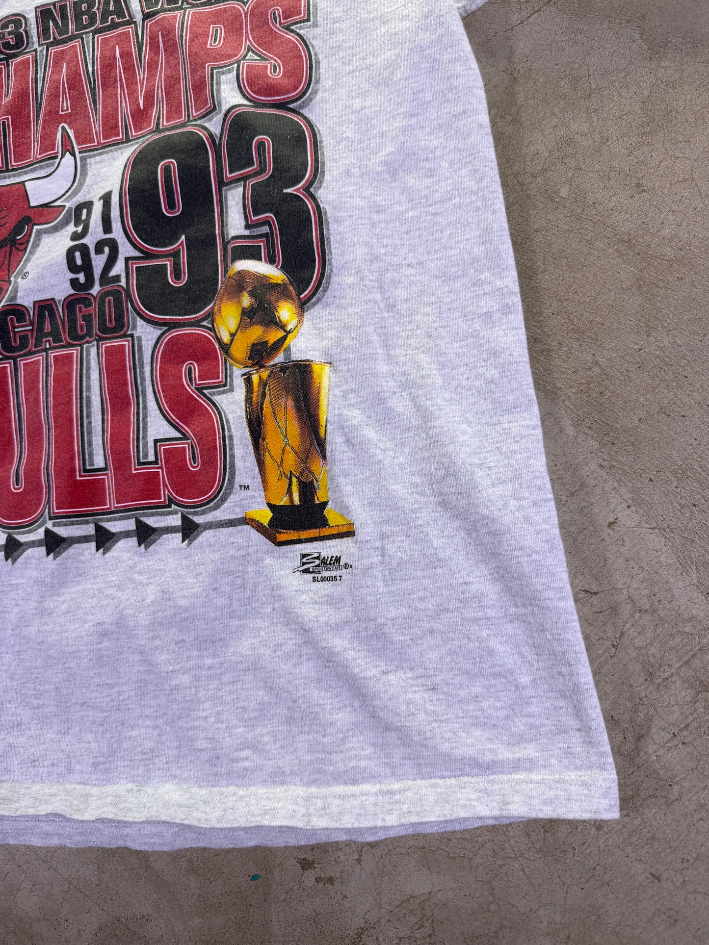 (M)1993 Salem Sportswear x NBA World Champions Chicago Bulls Short Sleeve T Shirt