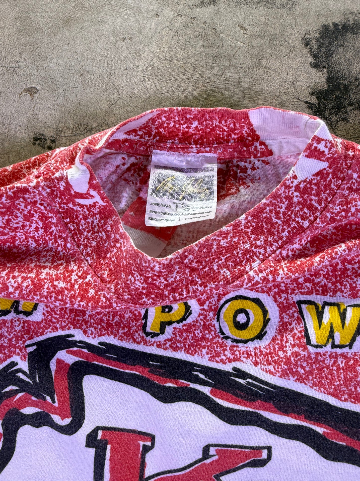 (L) Magic Johnson T’s x NFL KC Chiefs Raw Power all over print t shirt