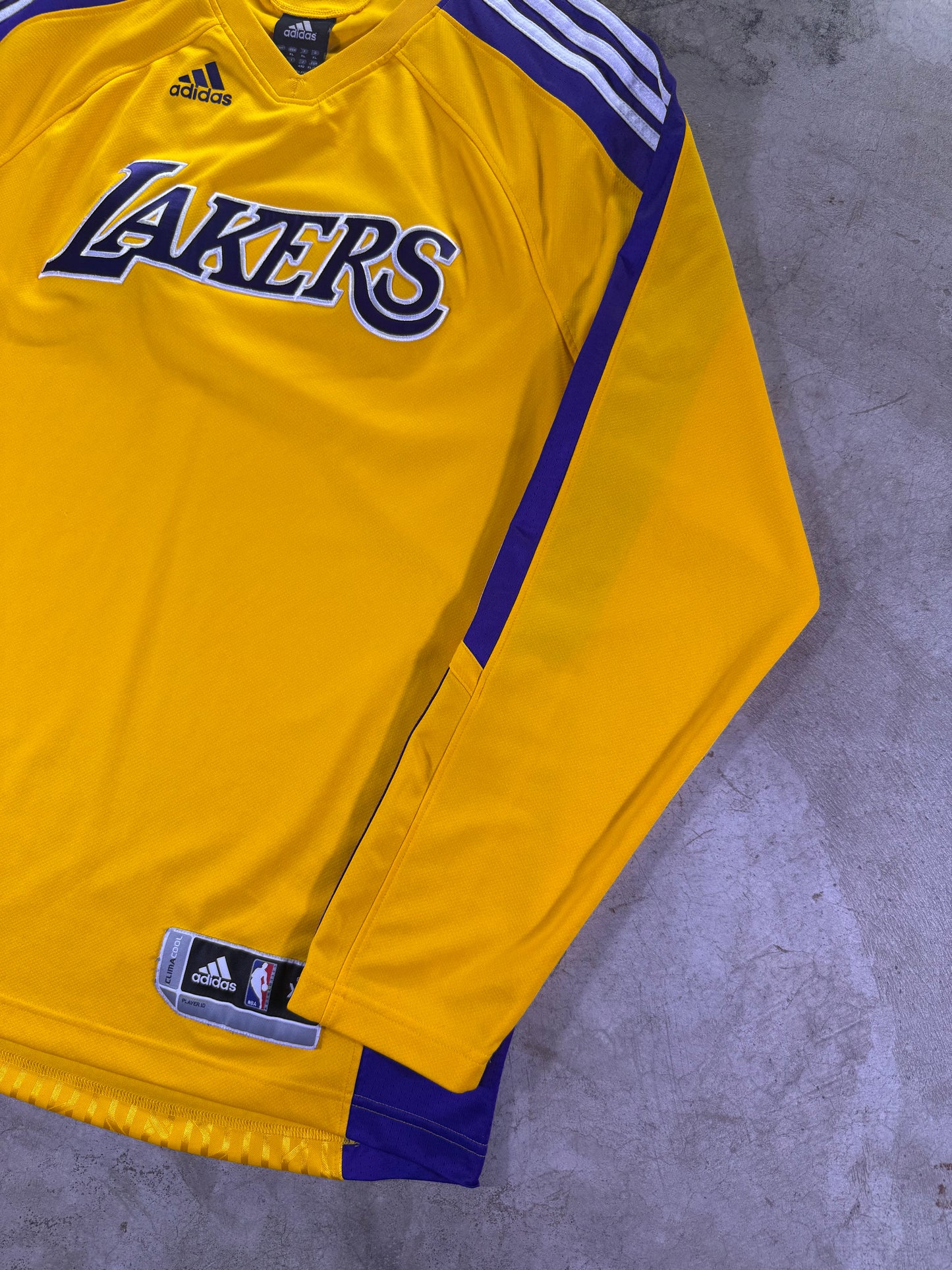 (XL) Adidas x NBA Los Angeles Lakers Euro League Long Sleeve Shirt Warmup Jersey