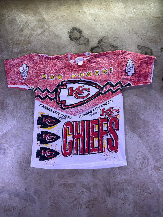 (L) Magic Johnson T’s x NFL KC Chiefs Raw Power all over print t shirt