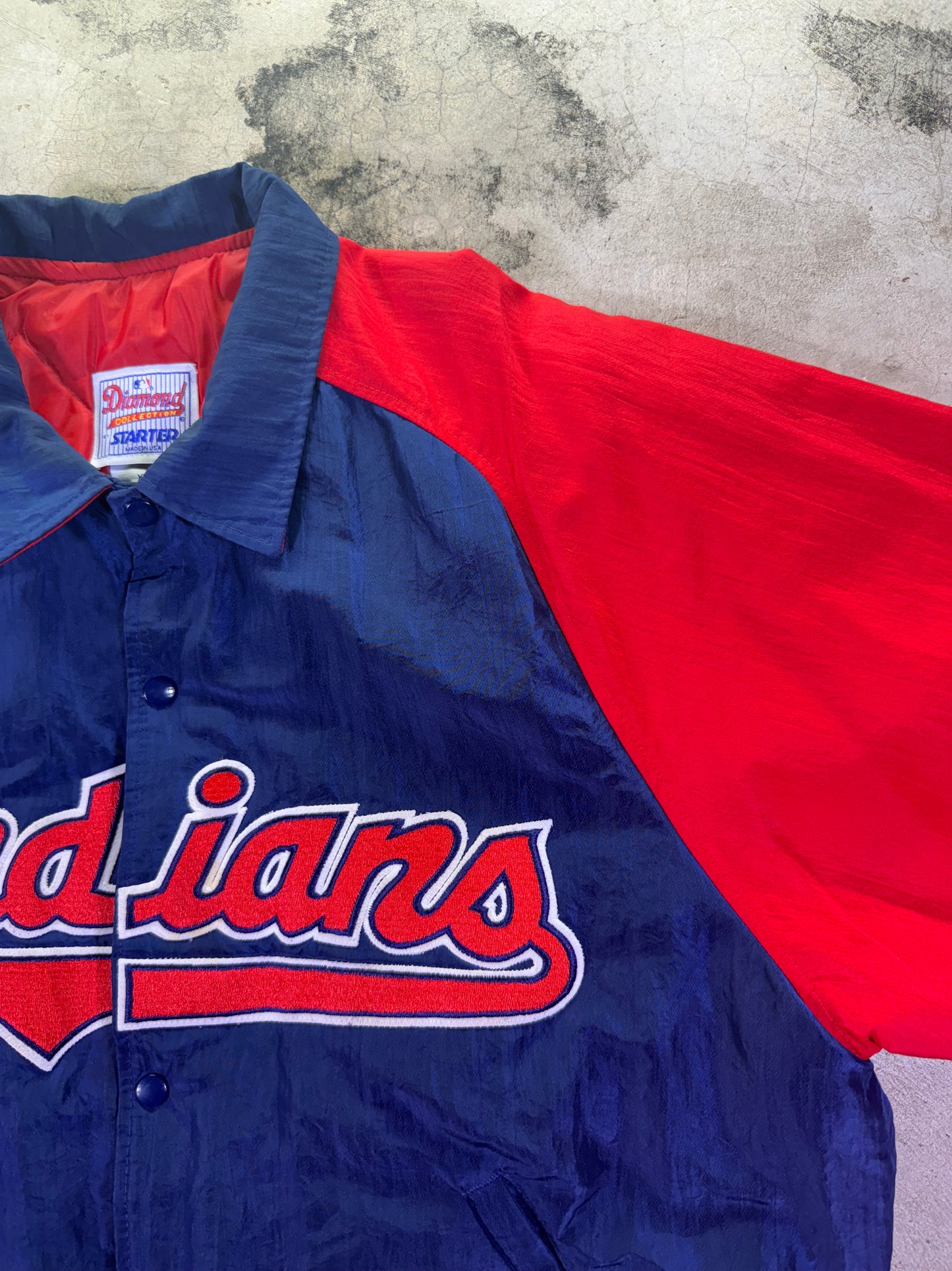 (XL) Starter x MLB Cleveland Indians Baseball Button Up Jacket