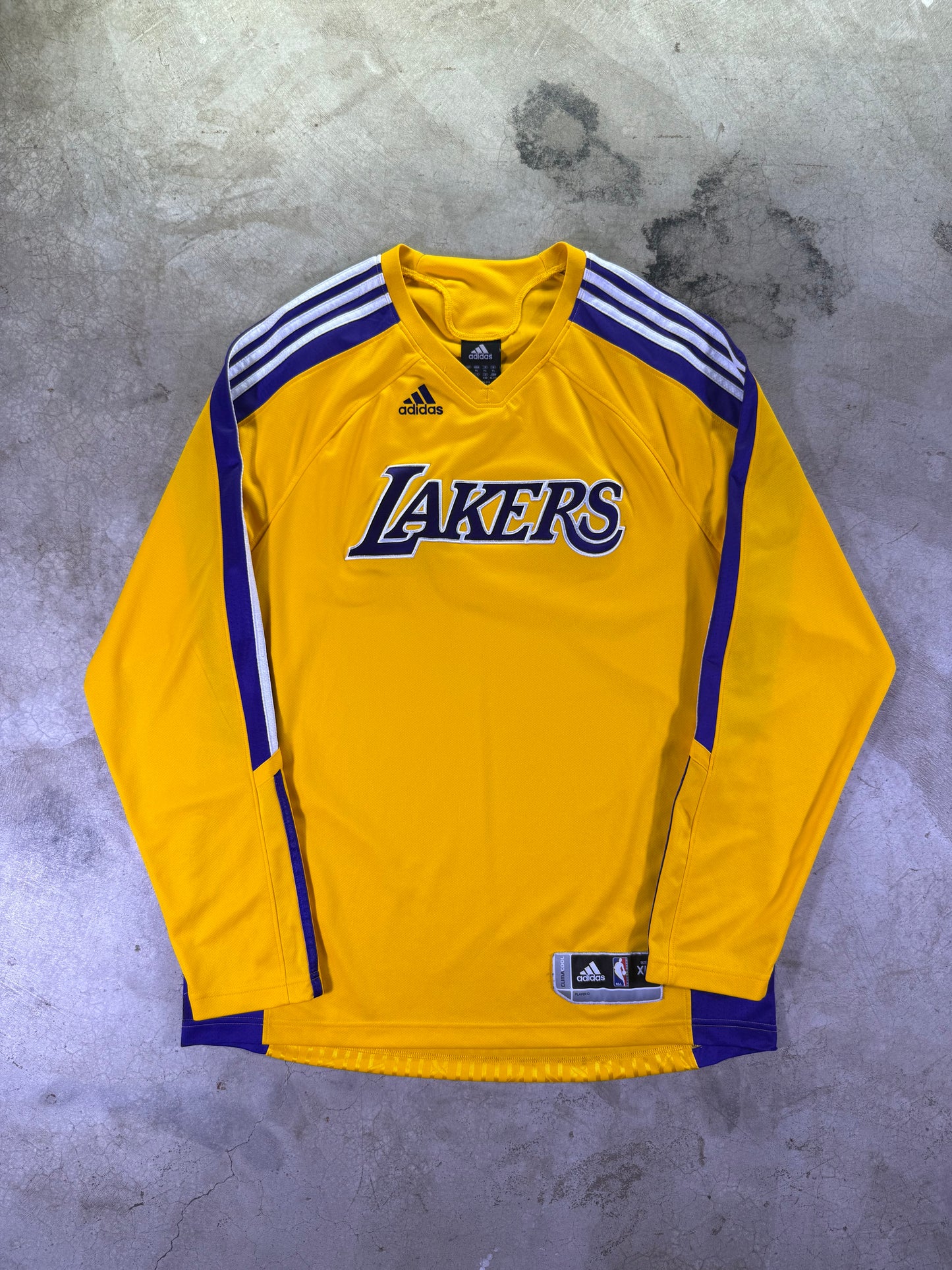 (XL) Adidas x NBA Los Angeles Lakers Euro League Long Sleeve Shirt Warmup Jersey