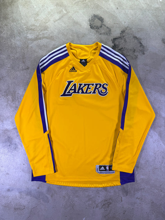 (XL) Adidas x NBA Los Angeles Lakers Euro League Long Sleeve Shirt Warmup Jersey