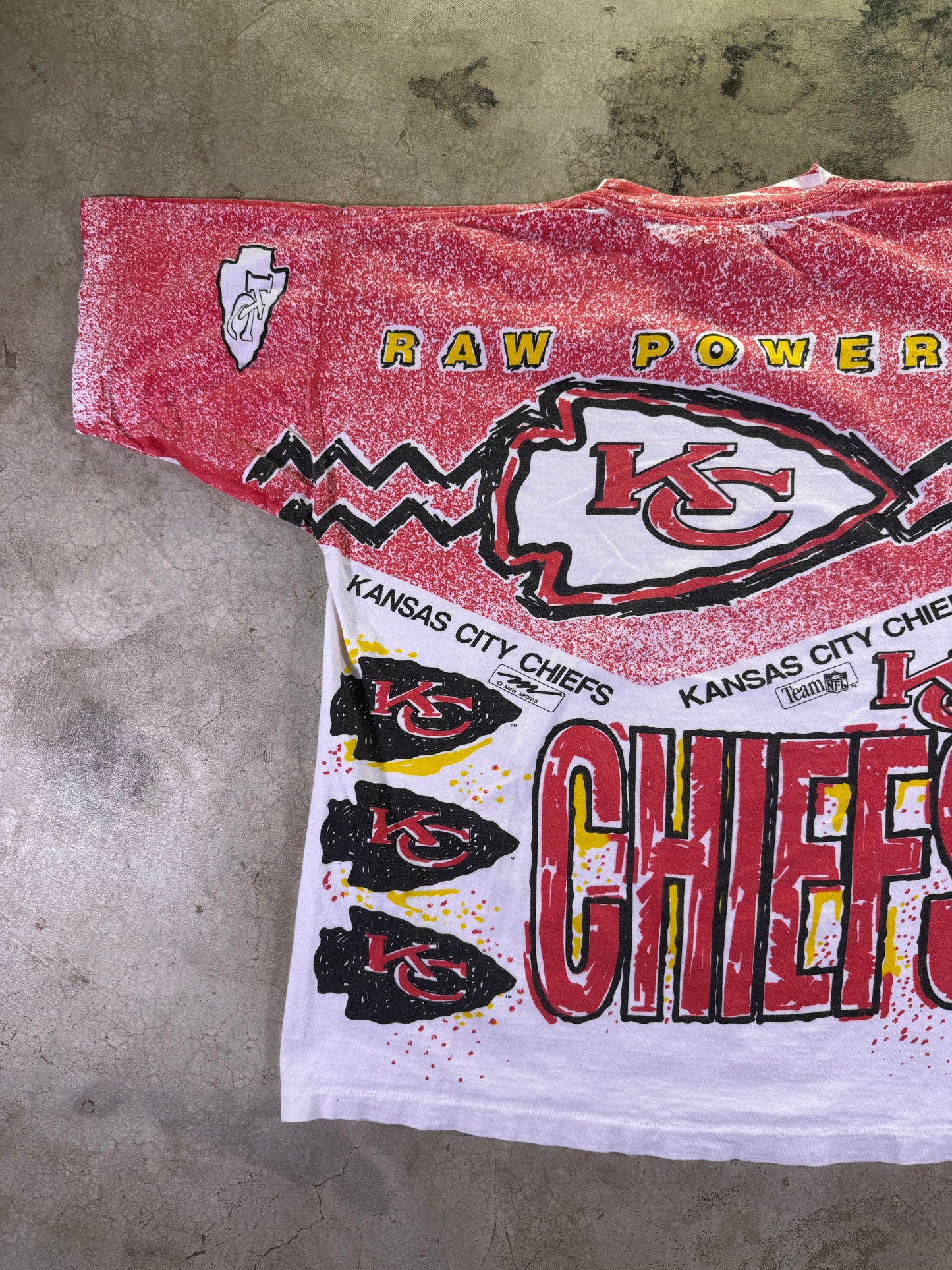 (L) Magic Johnson T’s x NFL KC Chiefs Raw Power all over print t shirt
