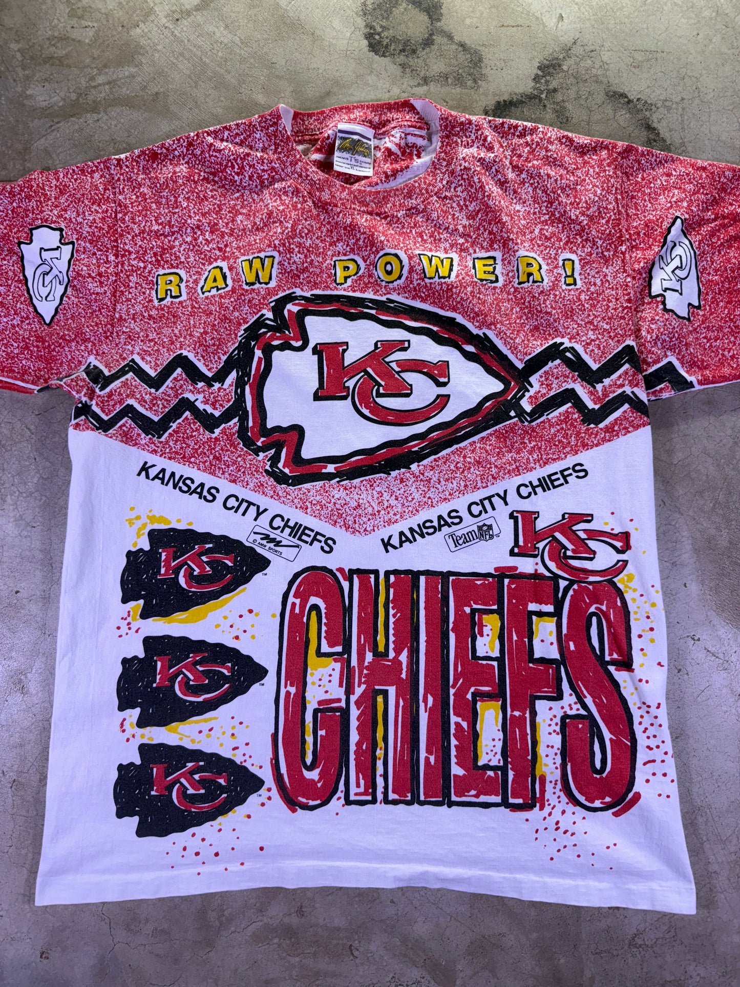 (XL) Magic Johnson T’s x NFL KC Chiefs Raw Power all over print t shirt