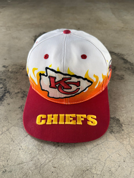 90s NFL KC Chiefs ‘On Fire’ AOP Snap Back Hat