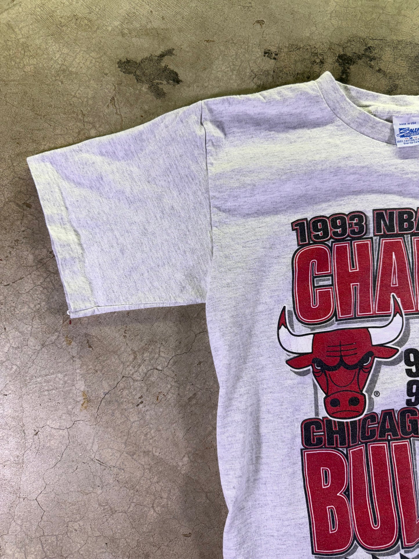 (M)1993 Salem Sportswear x NBA World Champions Chicago Bulls Short Sleeve T Shirt