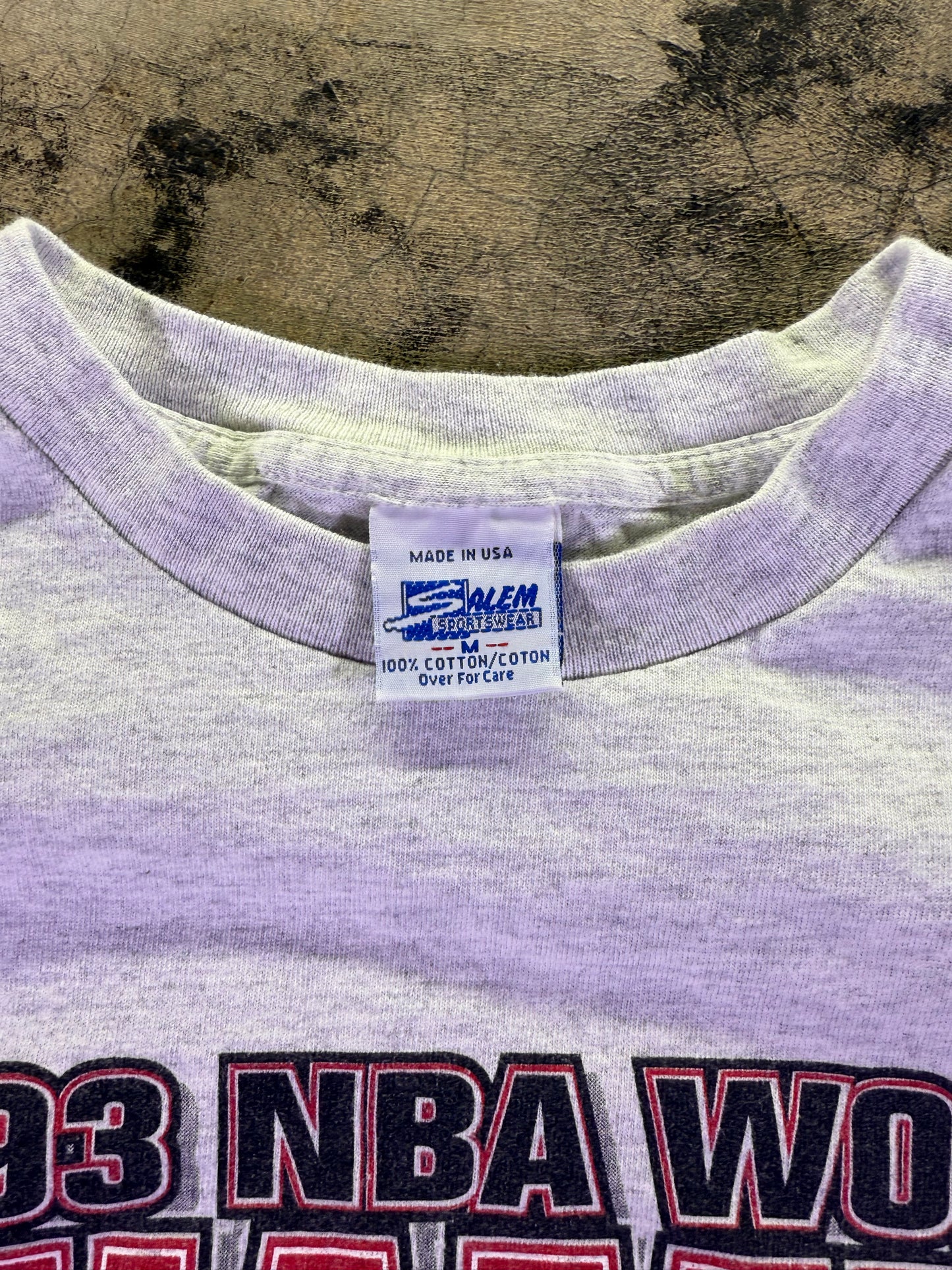 (M)1993 Salem Sportswear x NBA World Champions Chicago Bulls Short Sleeve T Shirt