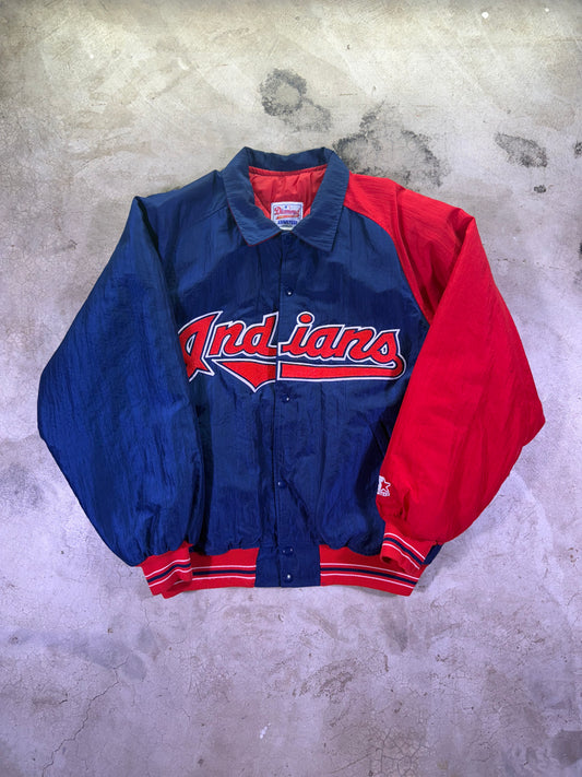 (XL) Starter x MLB Cleveland Indians Baseball Button Up Jacket