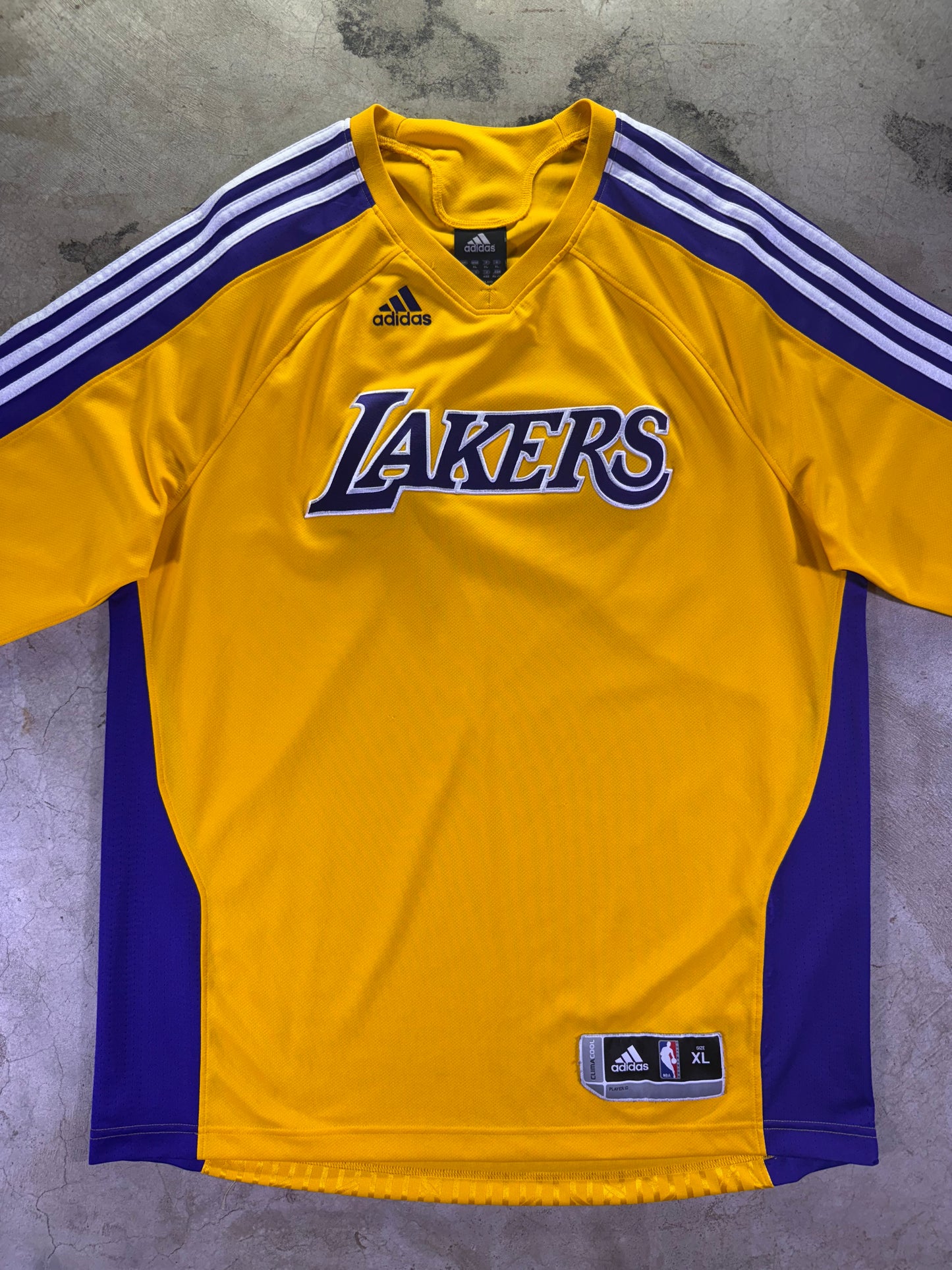 (XL) Adidas x NBA Los Angeles Lakers Euro League Long Sleeve Shirt Warmup Jersey