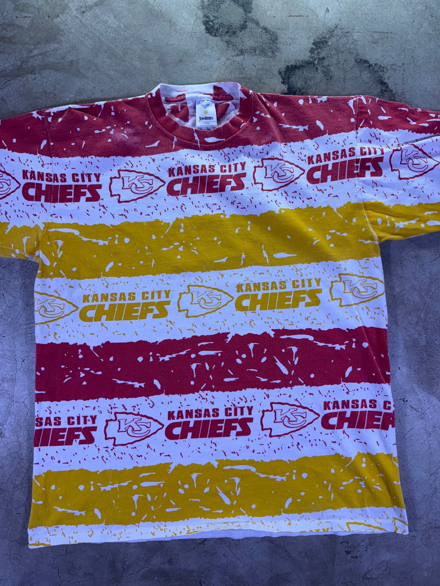 (XL) 90s Jostens x NFL KC Chiefs AOP T-shirt
