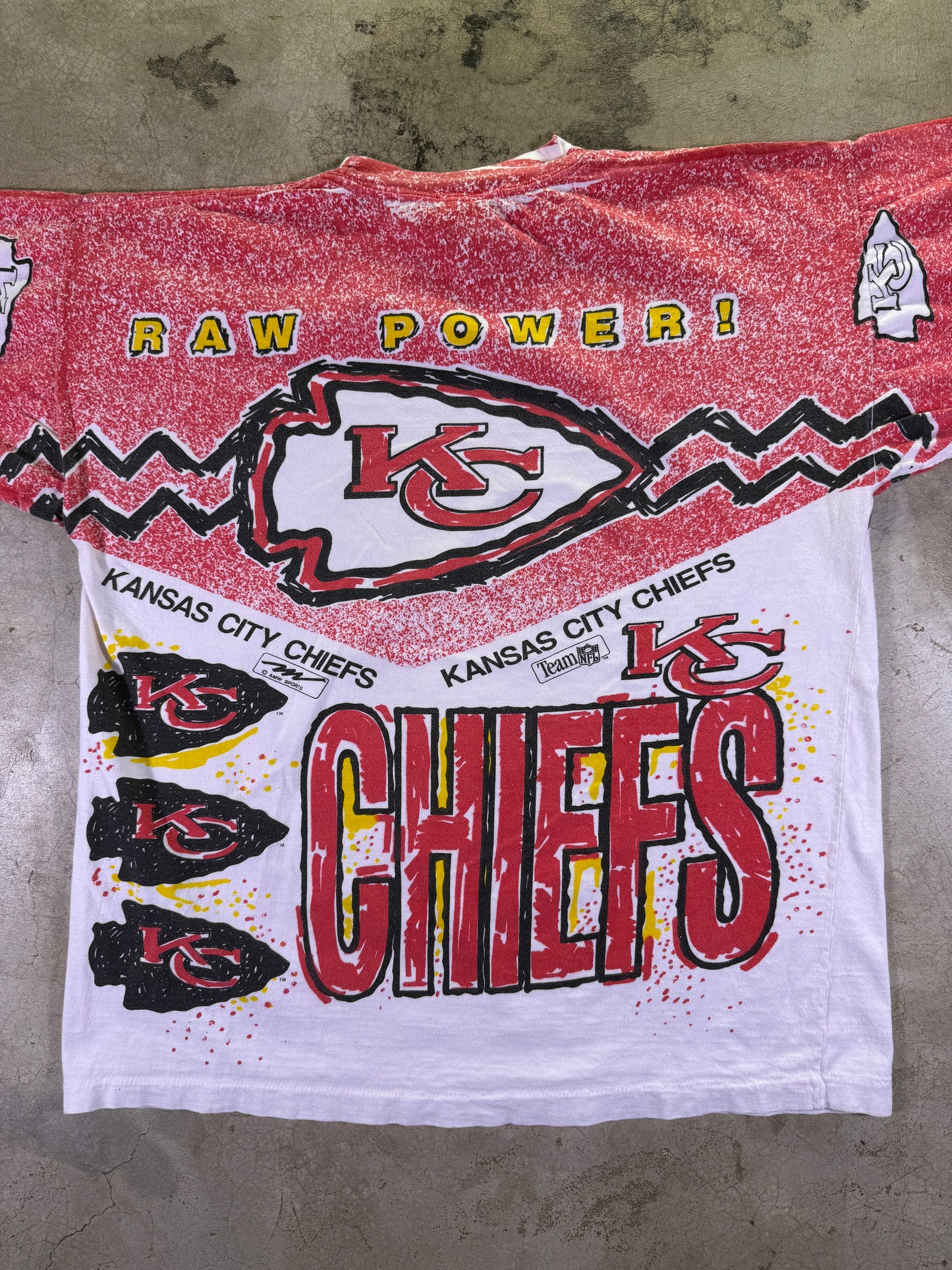 (L) Magic Johnson T’s x NFL KC Chiefs Raw Power all over print t shirt