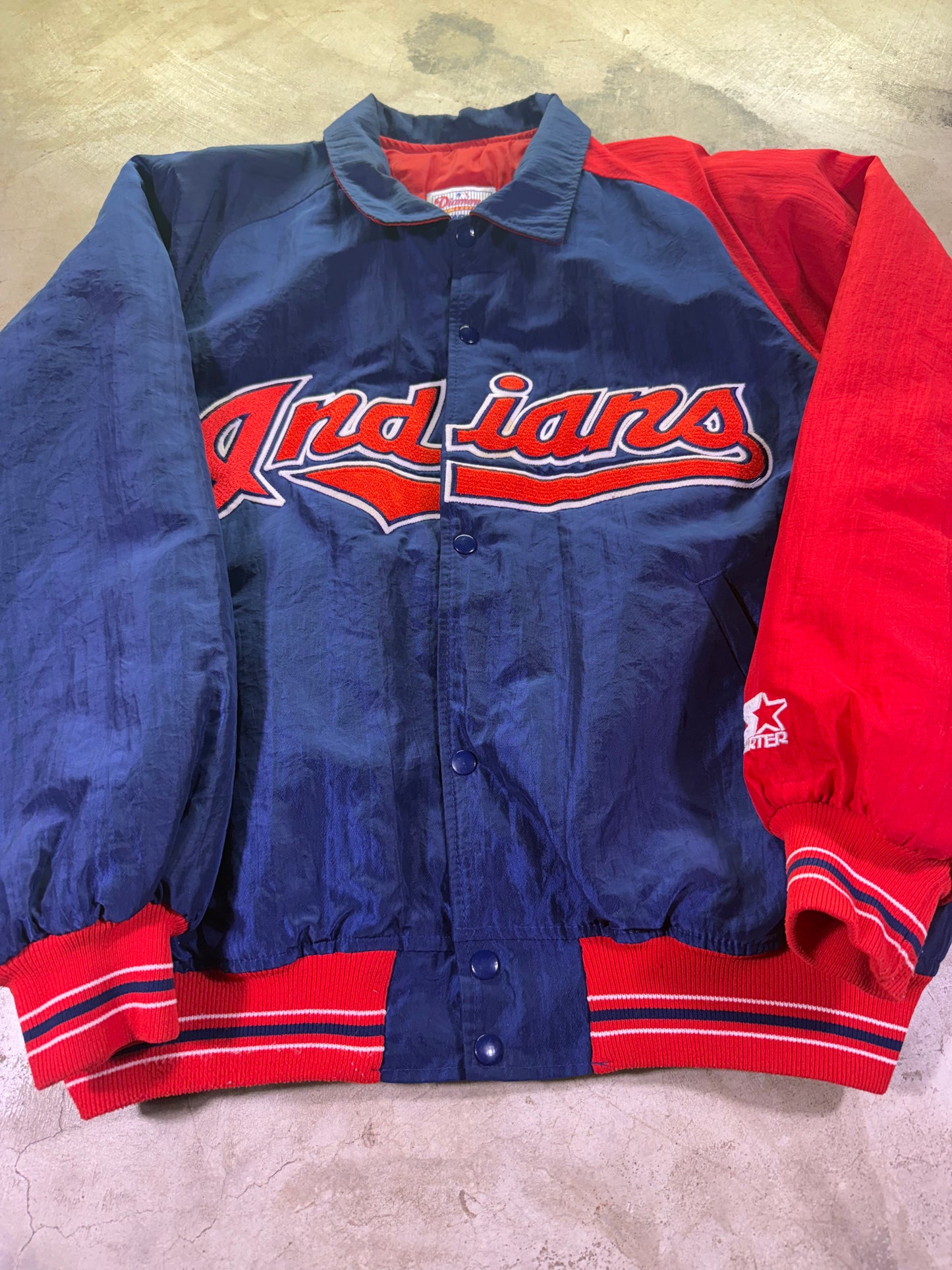 (XL) Starter x MLB Cleveland Indians Baseball Button Up Jacket