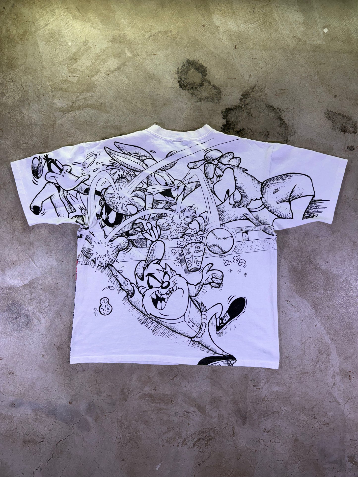 (L)1995 MLB x Looney Toons KC Royals All Over Print T-shirt